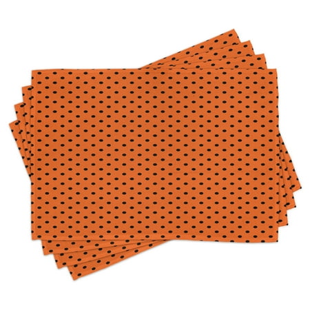 

Orange Placemats Set of 4 Vintage Retro Design Little Black Polka Dots with Orange Backdrop Classical Tile Washable Fabric Place Mats for Dining Room Kitchen Table Decor Orange Black by Ambesonne