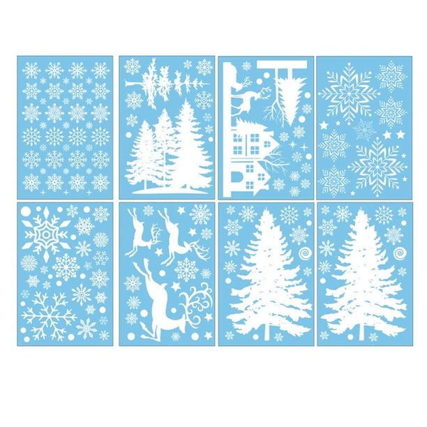 Decoraciones Pegatinas navideñas de doble cara Color blanco Copo de nieve Adornos de vidrio electrostático Grinch
