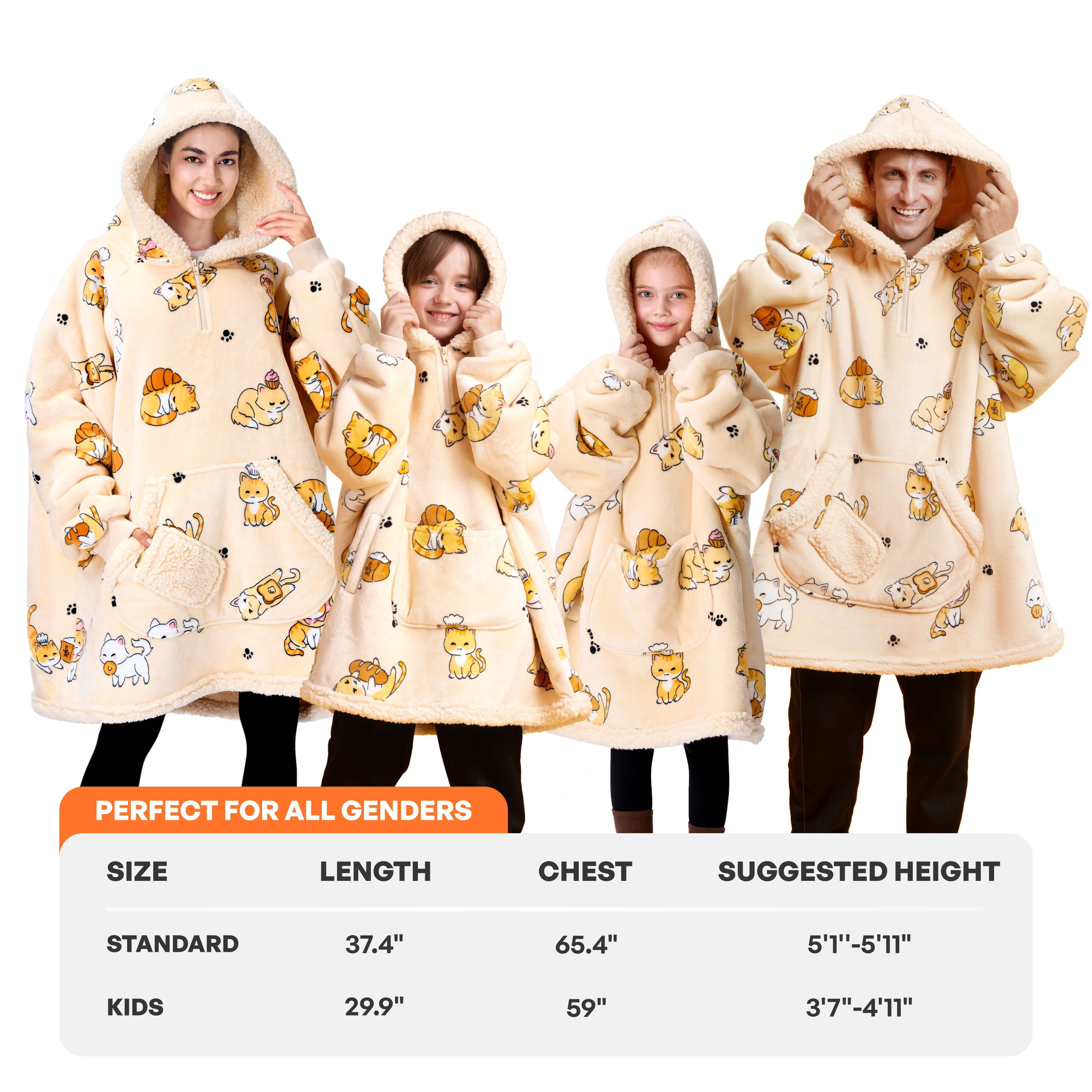 Joyfy Wearable Blanket Hoodie, Long Hooded Blanket Sweatshirt, Oversize Hoodie for Women and Men,Clothing Gift for Women Men Mom Dad,Giant Hood Pocket and Sleeves for Adult
