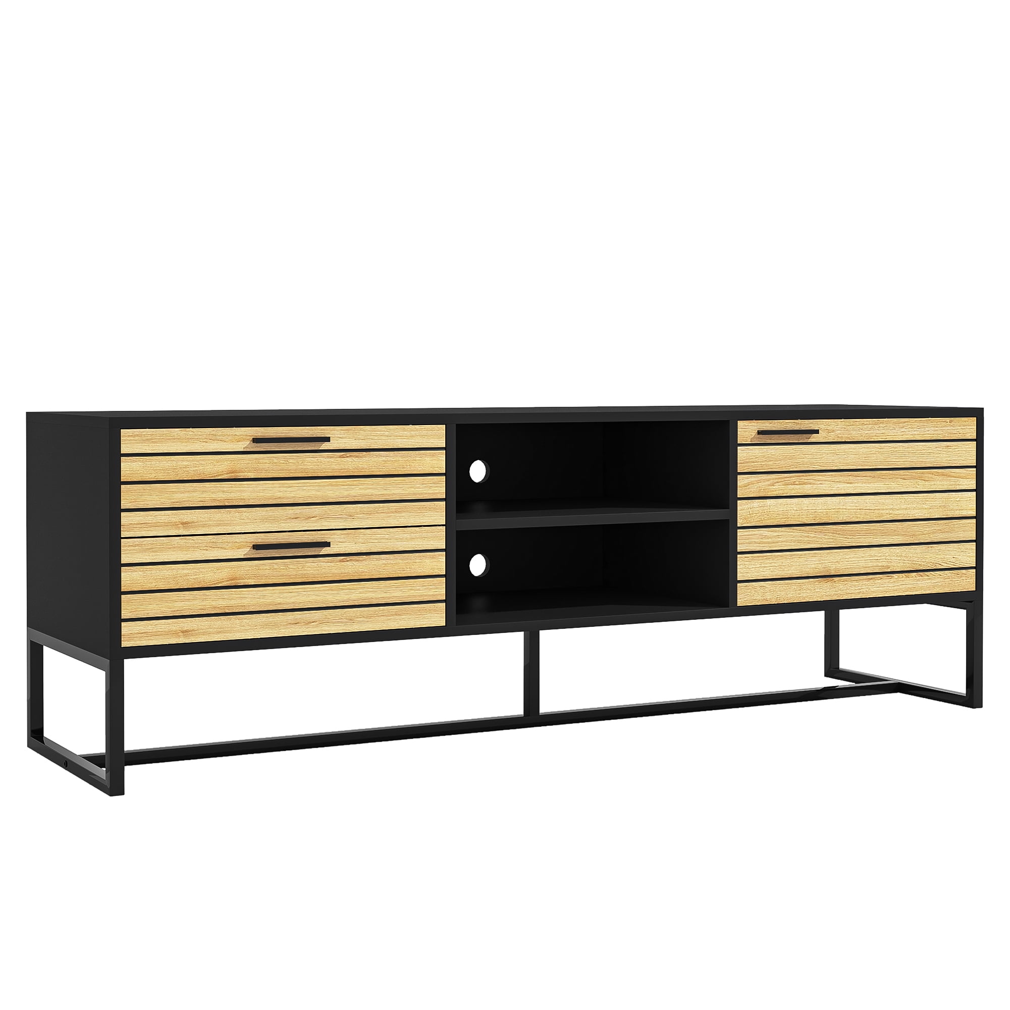 Kadyn TV Console, Modern Entertainment Center for Living Room, TV Stand Console with Drawer and Door, Black
