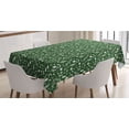 thumbnail image 1 of Woodsy Tablecloth, Forest Objects Leaves Twigs Pine Cones Beatles Drawn by Hand, Rectangle Satin Table Cover Accent for Dining Room and Kitchen, 60" X 84", Dark Forest Green White, by Ambesonne, 1 of 2