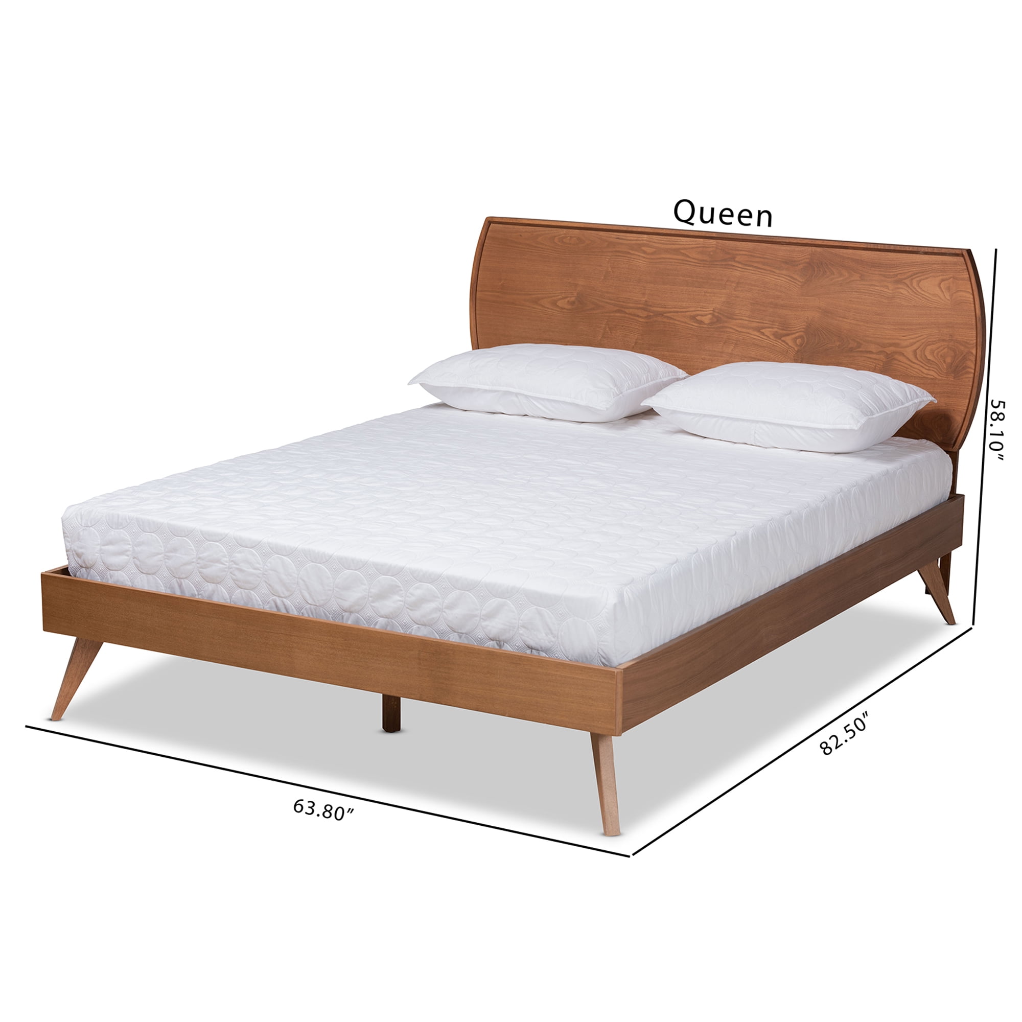 Baxton Studio Aimi Mid-Century Modern Walnut Brown Finished Wood Queen Size Platform Bed