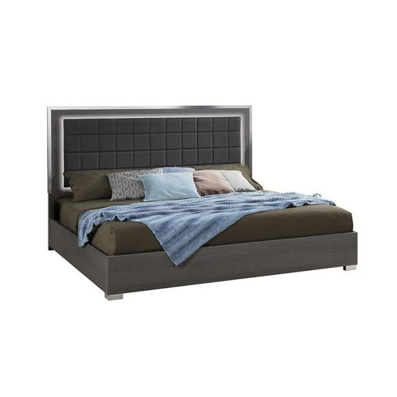 J & M Furniture 15544-Q 63.4 x 79.5 x 53.1 in. Alice Queen Size Bed, Matte Gray