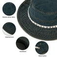 thumbnail image 5 of COOPLUS Womens Cowboy Denim Hat Two Ways To Wear Adjustable Chin Strap Foldable Bucket Hat for Summer, 5 of 8