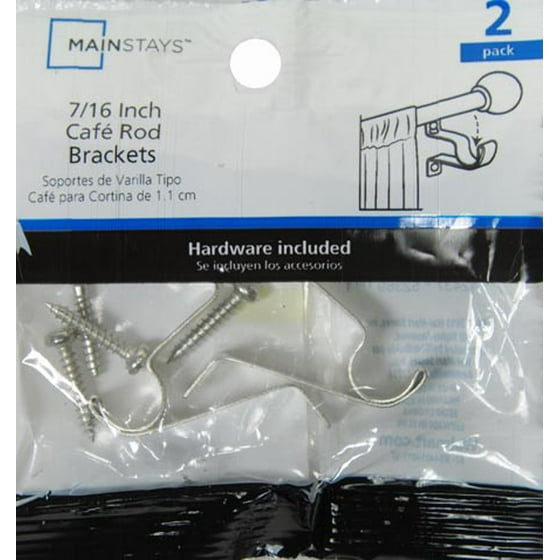 Mainstays Café Curtain Rod Bracket Nickel 2 Pack Com