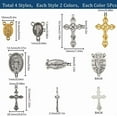 thumbnail image 2 of 1Box 40Pcs 8 Styles Rosary Cross Charms Silver Crucifix Rosary Charm Easter Holiday Gold Tibetan Alloy Oval Chandelier Links Charm for Jewelry Making Charms Supplies DIY Necklaces Crafts, 2 of 5