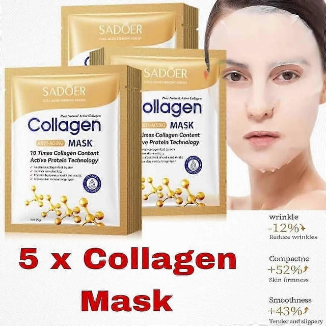 Collagen Face Mask Real Firming Deep Wrinkles Hydrating Overnight Facial Mask 5PCS