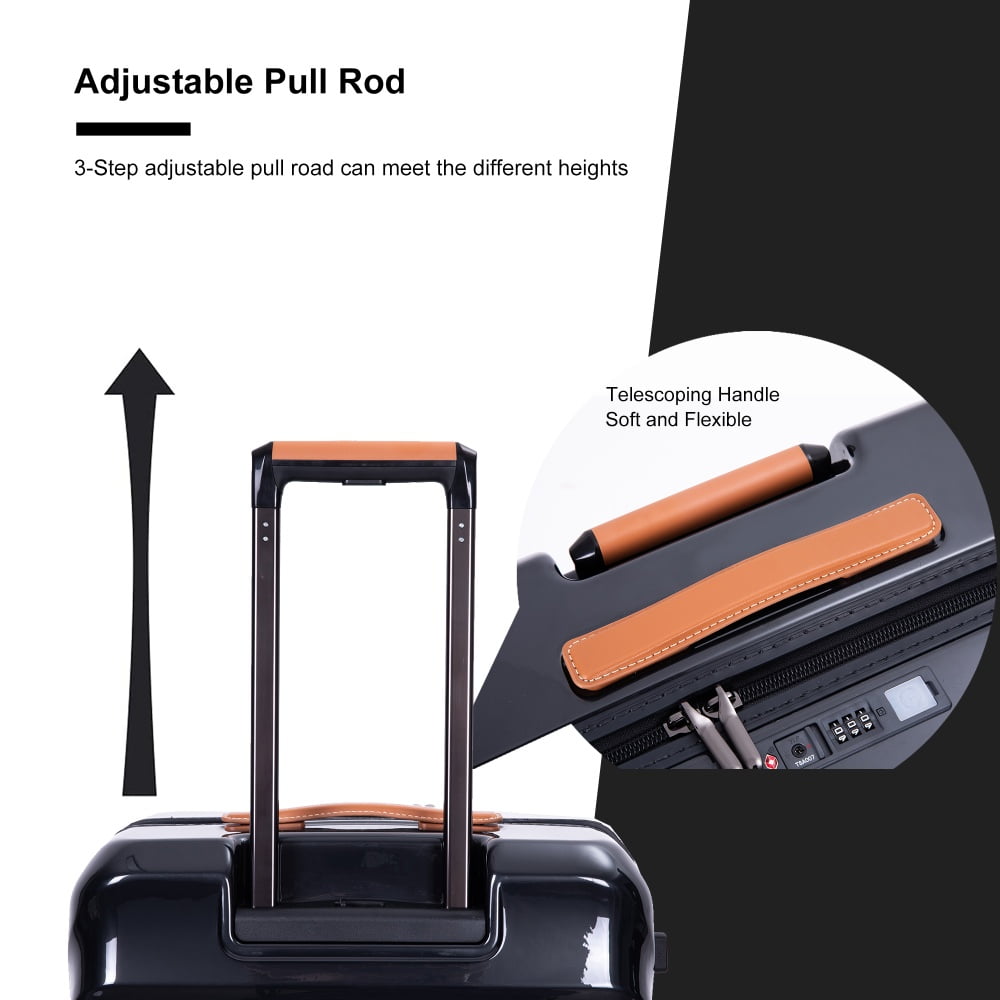 Yougu 24" Carry on Luggage Lightweight Suitcase TSA Lock USB,Black