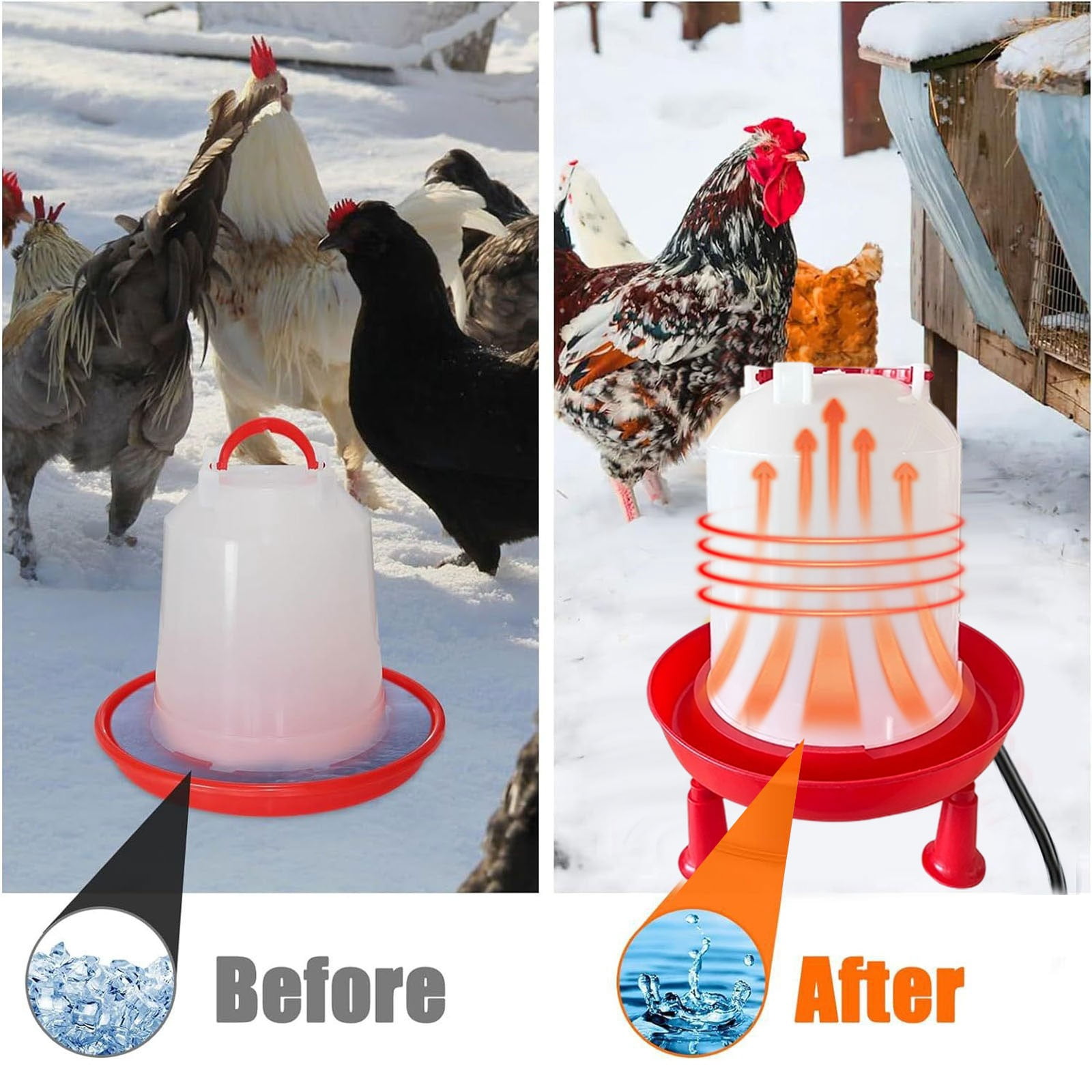 Outdoor Heated Chicken Waterer Poultry Bath Drinking Water Heating Poultry Feeder Heating Hood Machine Hanging Indoor Outside Home Garden Presents For Poultry Lovers