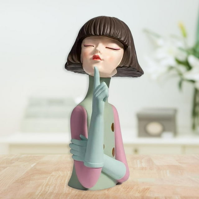 de resina de moda para chicas, estatua de decoración para interiores y exteriores, regalos, decoración de escultura de escritorio para 15x17x317cm Verde BLESIY Escultura de estatua de resina