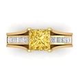 thumbnail image 2 of Clara Pucci 14K Yellow Gold Princess Cut 1.5Ct Simulated Yellow Diamond Engagement Ring + Matching Band - Luxury Box Included, 2 of 7