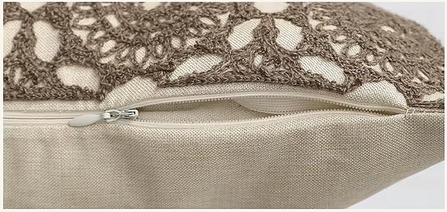 Fennco Styles Embroidered Lace Floral Decorative Throw Pillow Cover 18" W X 18" L – Brown Kaleidoscope Cushion Case for Couch, Sofa, Bedroom, Office and Living Room Décor