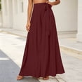 thumbnail image 7 of FchengtaiS Wide Leg Palazzo Pants for Women Summer Spring Casual High Waisted Flowy Trousers Boho Beach Vacation Belted Bottom, 7 of 7