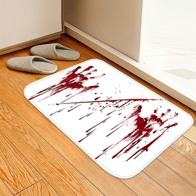Fiudx Ofertas relámpago Alfombra para puerta de baño con manchas de sangre y miedo de Halloween, 40 x 60 cm