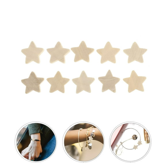 WHAMVOX  50 Pcs Five-pointed Star Wood Bead Large Hole Beads Jewelry Baby