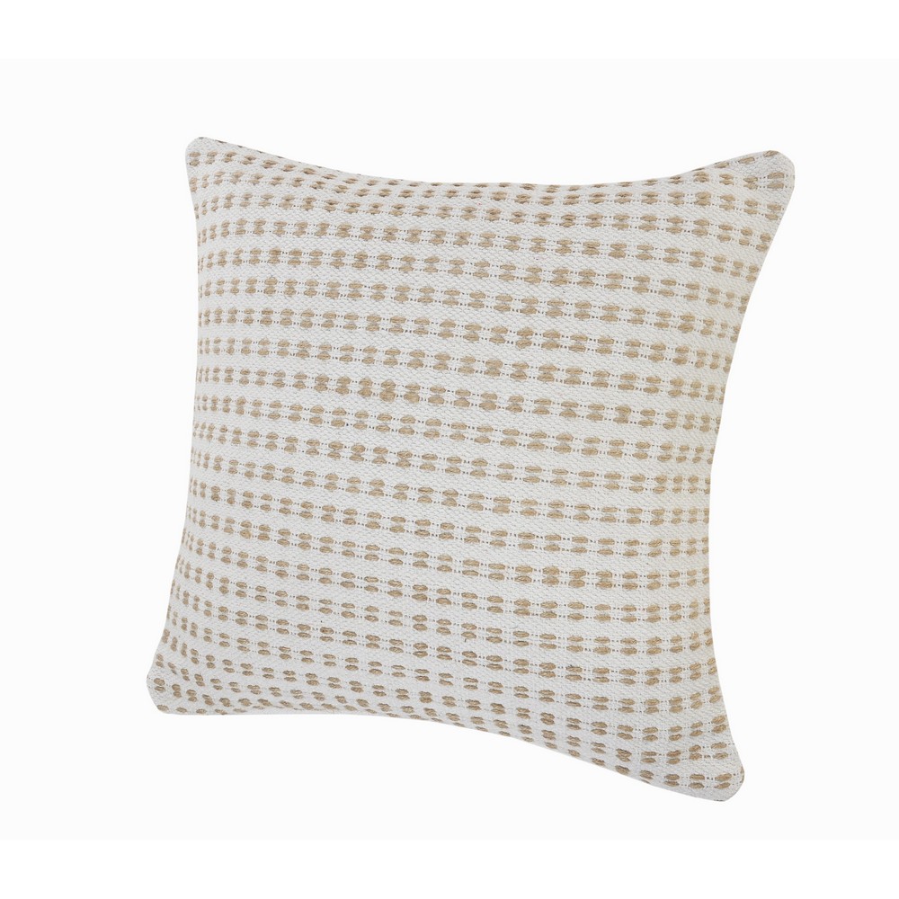 LR Home Sadie Set of 2 20" x 20" White/Tan Cotton and Jute Adult Decorative Throw Pillow Set