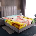 thumbnail image 3 of Erosebridal Cute Rabbit Bear Fitted Sheet Full, Patchwork Animal Fitted Sheet Set Full, Pink Buffalo Decor（No Top Sheet）, 3 of 6