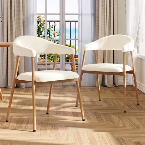 Silla de Comedor FurnitureR Acolchada con Respaldo Curvo Beige