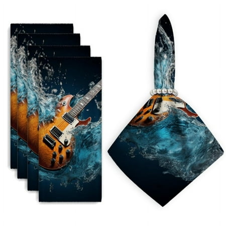 

Bahomeck Cloth Napkins Set Of 4 Guitar Made Of Wate Floating In The Air With Dark Background Square Napkins Washable Dining Table Napkin For Home Holiday Wedding Party Dinner Decor 18*18 Inch