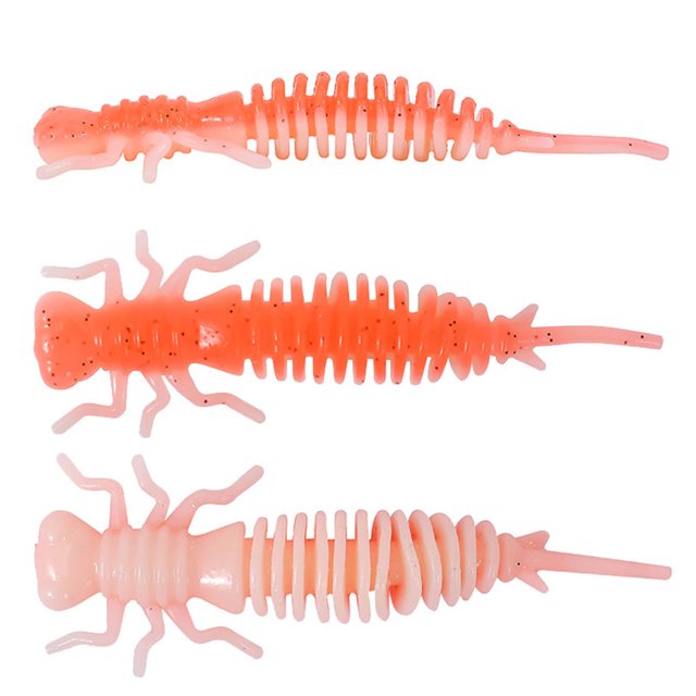 Naiovety 10 Uds Larva señuelos blandos 55mm 75mm 100mm señuelos artificiales gusano de pesca lubina de silicona Minnow Swimbait Jigging cebos de Pescar L 55MM Naiovety OD000528-12