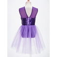 thumbnail image 5 of iEFiEL Kids Girls Dance Leotard Shiny Sequins Bodice Mesh Patchwork Modern Dance Dress, 5 of 7