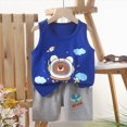 thumbnail image 2 of UAYOTSE Boy's 2 Piece Outfits Color Block Camo Print with Dinosaur Print Short Sleeve T Shirt and Shorts Set baby boy outfits 0 3 months(18-24 Months,Dark Blue), 2 of 4