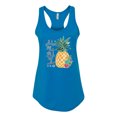 thumbnail image 2 of Wild Bobby, Pineapple Stand Tall Wear Crown And Stay Sweet Inside Arty Inspirational Pop Culture Ladies Racerback Tank Top, Turquoise, Large, 2 of 3