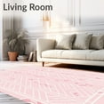 thumbnail image 2 of ODIKA 3'x5' Machine Washable Non-Slip Area Rug, Contemporary Interlocking Lattice with Minimalist Floral Sprigs High Traffic Rug, Pink, 576374, 2 of 7