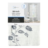 Mainstays Blue Floral 100% Cotton Indoor Sheer Rod Pocket Single ...