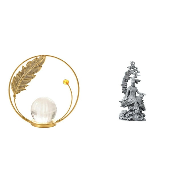 Estatua de Guan Yin de cristal. Escultura de figura artística de hierro y piedra. Base estable. Ideal para regalar, decorar el hogar, la ofici