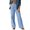 Blue, variant on Women's Plaid Print Pajama Pants, Soft Casual Straight Leg Lounge Pants for Women, Wide Leg Pajama Bottoms with Patch Pockets, Comfy Sleepwear Lounge Pants for Home Working Lounging Yoga Black L