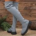 thumbnail image 5 of Wowcloth Winter Fashion Casual Mesh Stretch Over-the-Knee Boots for Women – Comfortable Round Toe with Chunky Low Heel, Solid Color Design for Winter Outfits, 5 of 8