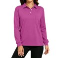 thumbnail image 3 of Womens Polo Shirts Long Sleeve Collared Button Golf Work Cute Summer Tops, L, 3 of 6