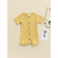 thumbnail image 2 of TSEXIEFOOFU Baby Short Sleeve Romper with Horizontal Stripes Printing, Single-Breasted Casual Style Summer Clothing, 2 of 9