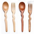 thumbnail image 2 of Norbi Natural Wooden Spoons Forks Portable Travel Dinnerware Tableware Restaurant Dessert Flatware Home Kitchen Table Utensil #B, 2 of 6