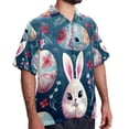 thumbnail image 2 of Easter Men's Poplin Casual Printed Button Down Short Sleeve Summer Beach Shirts Unisex, 2 of 6
