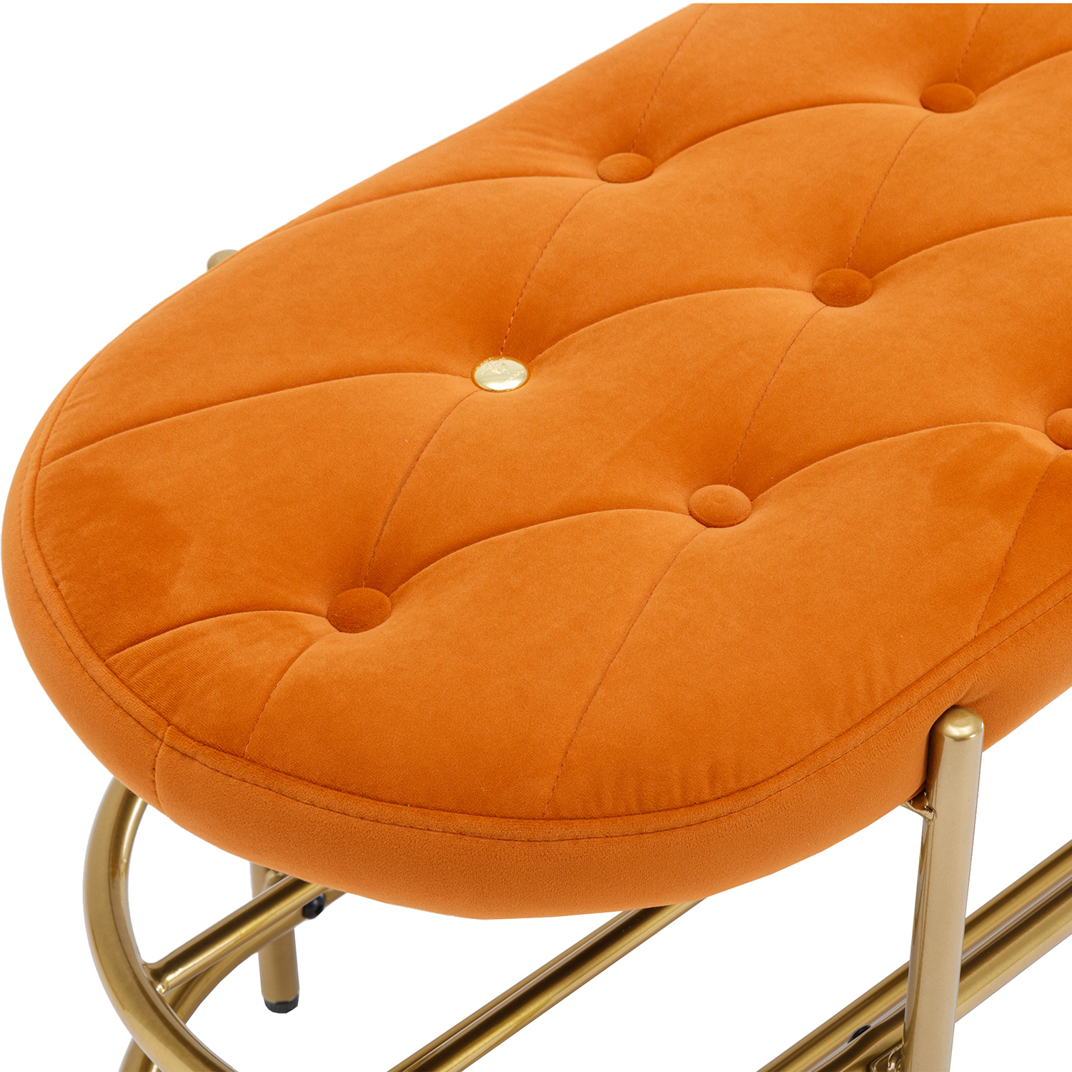 Kepooman Orange Beach, Upholstered End of Bed Bench with 2 Shelf, Velvet Storage Beach for Living Room Kepooman Orange Beach, Upholstered End of Bed Bench with 2 Shelf, Velvet Storage Beach for Living Room