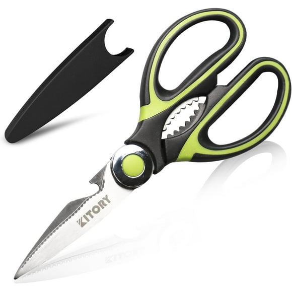 Kitory Kitchen Shears - Ultra Sharp Premium Scissors with Sheath - Heavy Duty Poultry Shears-Nut Cracker-Bottle Opener- Multi Purpose Scissors,2024 Gifts for Women and Men