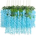 thumbnail image 1 of Paquete de 12 guirnaldas de flores de glicina, cuerdas de flores artificiales, flores colgantes falsas, guirnalda de flores de glicina de seda, vid de glicina para boda, jardín, decoración de pared, 1 of 5