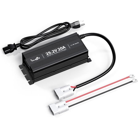 Timeusb 29.2V 20A LiFePO4 Battery Charger, 24V MINI Mountable Lithium Battery Charger with LED Indicators, for Rechargeable Battery of Boat, RV