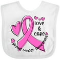 thumbnail image 3 of Inktastic Love, Care, Cure Breast Cancer Awareness Pink Ribbon Boys or Girls Baby Bib, 3 of 4