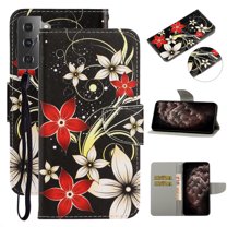 SaniMore for Samsung Galaxy S23 6.1" 2023 Wallet Case, Color Painting Pattern with Kickstand Card Slots Detachable Wrist Strap Girls Women PU Leather Case Magnetic Clasp for S23, ed Flowers
