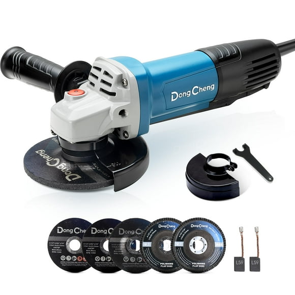 DongCheng Angle Grinder 4-1/2 inch 6.7-Amp Paddle Switch 11800RPM Power Electric Grinder Tools with Cutting & Grinding Wheels, Flap Discs, Auxiliary Handl