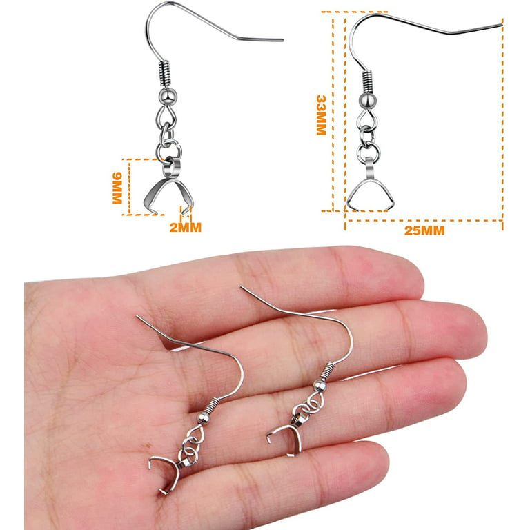 30pcs Stainless Steel Earring Hooks with Pendant Clasp Hypoallergenic  French Ear Wire Buckle Fish Hooks for DIY Earrings Jewelry Making