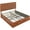 Amber Brown, variant on Yaheetech Upholstered Platform Queen Bed with Drawers and Charging Outlets, Amber Brown