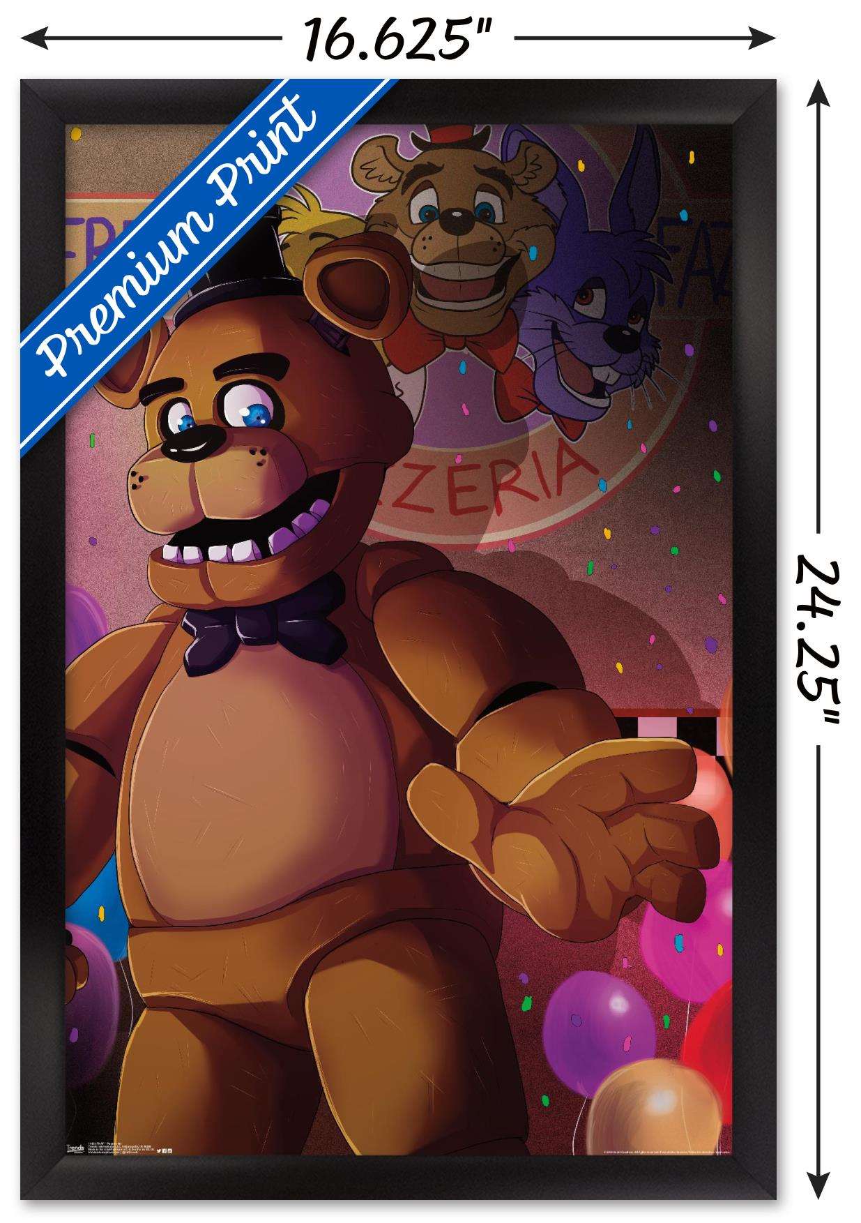 Five Nights at Freddy's - Pizzeria Art Wall Poster, 14.725" x 22.375", Framed