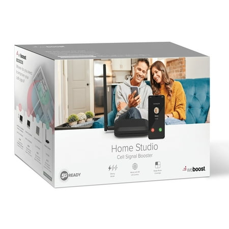 weBoost - Home Studio Cell Phone Signal Booster Kit for Single Room Coverage, Boosts 4G LTE & 5G for all U.S. Networks - Black