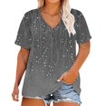 thumbnail image 2 of Gray Women's Short Sleeve T-shirt, Plus Size V Neck T Shirts Women Short Sleeve Tops Casual Summer Tshirts Loose Fit Tee,Women's Short sleeve T-shirt XL, 2 of 4