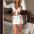 thumbnail image 4 of Conjuntos De Faldas De Playa Ygjytge Conjunto de playa con minifalda Y2K para Mujer Blanco T XL, 4 of 7