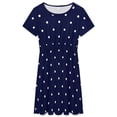 thumbnail image 3 of White Free Polka Dots on Navy Blue Background Women's Dress Short Sleeve Summer Sundress Summer Women Clothes, 3 of 7
